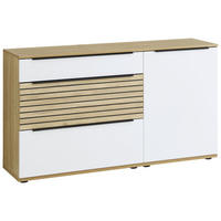 SIDEBOARD Weiß, Eichefarben  150/85/40 cm  - Eichefarben/Schwarz, KONVENTIONELL, Holzwerkstoff/Kunststoff (150/85/40cm) - Venda