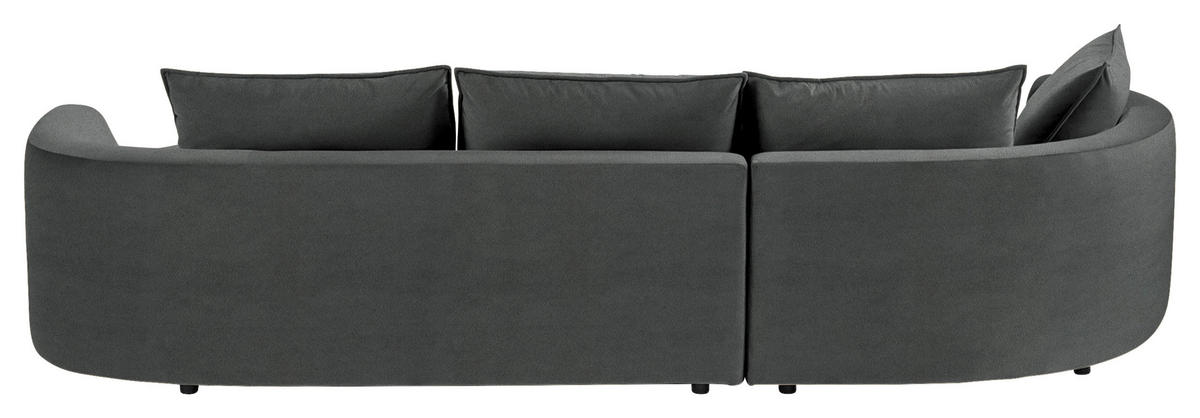 BIGSOFA in Samt Dunkelgrau  - Dunkelgrau/Schwarz, Design, Kunststoff/Textil (154/82/322cm) - home24