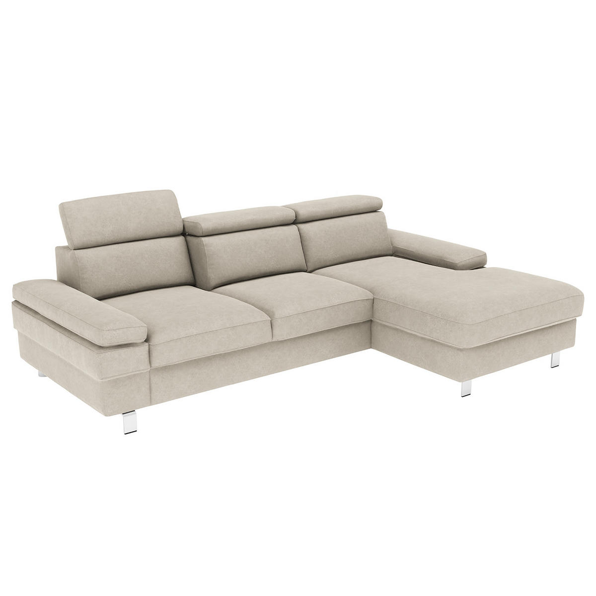 ECKSOFA in Mikrofaser Silberfarben  - Silberfarben, Konventionell, Textil/Metall (182/82/260cm) - Trendmanufaktur