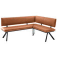 ECKBANK 180/140 cm  in Schwarz, Cognac  - Cognac/Schwarz, MODERN, Textil/Metall (180/140cm) - Cantus