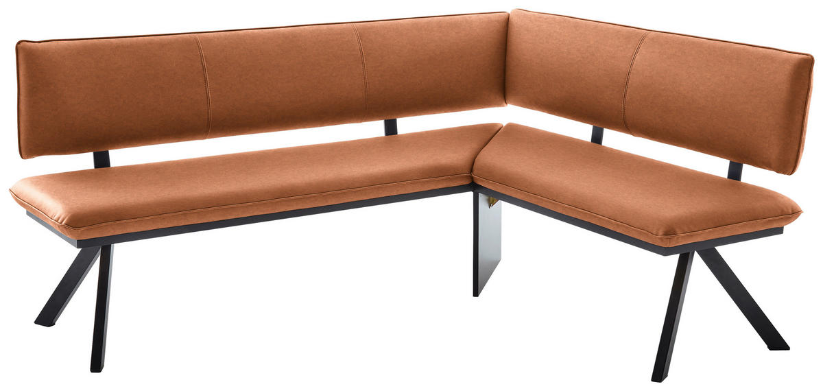 ECKBANK 190/150 cm  in Cognac, Schwarz  - Cognac/Schwarz, MODERN, Textil/Metall (190/150cm) - Cantus