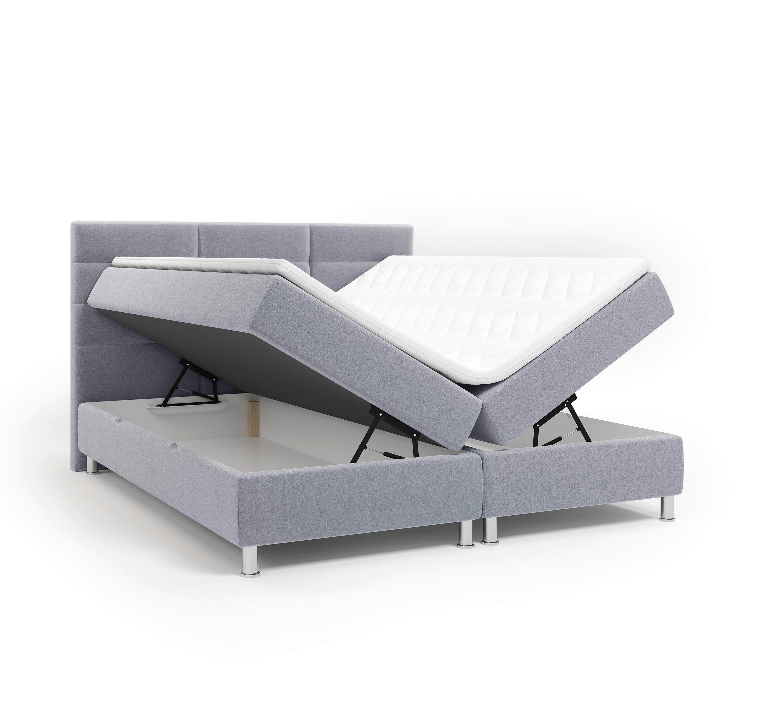 BOXBETT 180/200 cm  in Hellgrau  - Chromfarben/Hellgrau, KONVENTIONELL, Textil/Metall (180/200cm) - Carryhome