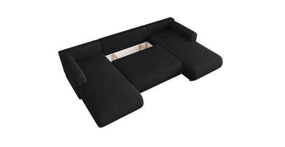 Wohnlandschaft inkl. Funktion Anthrazit Cord  - Anthrazit/Schwarz, KONVENTIONELL, Textil (200/360/200cm) - Xora