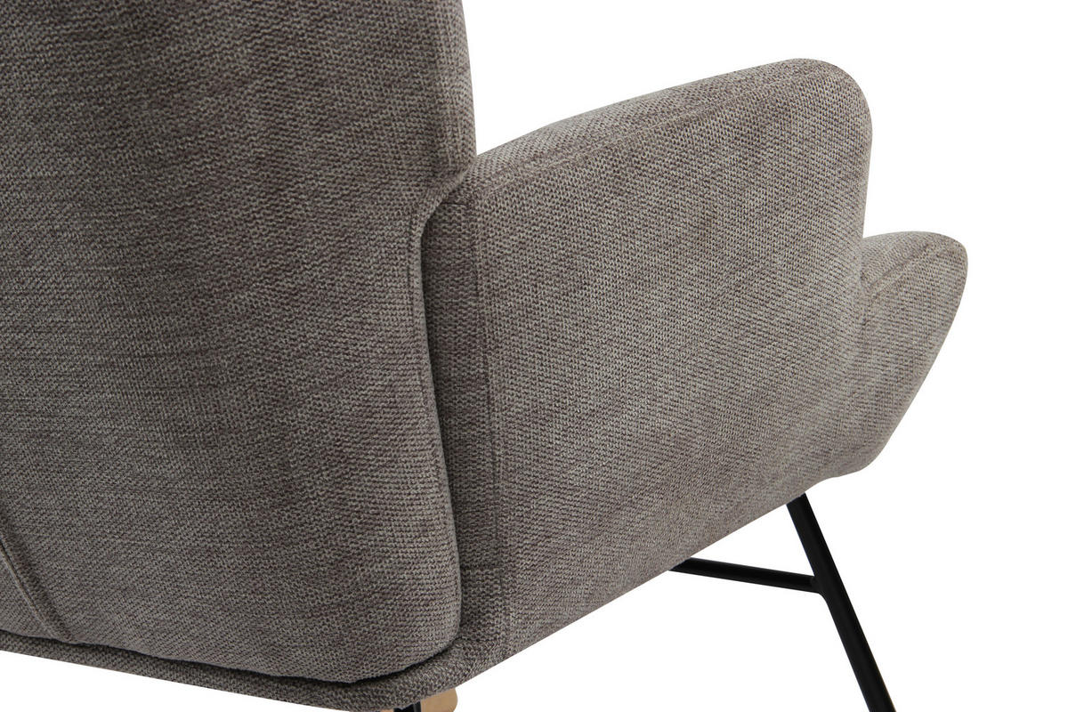 SCHAUKELSTUHL in Webstoff Grau  - Schwarz/Naturfarben, MODERN, Holz/Textil (63/91/52cm) - Livetastic