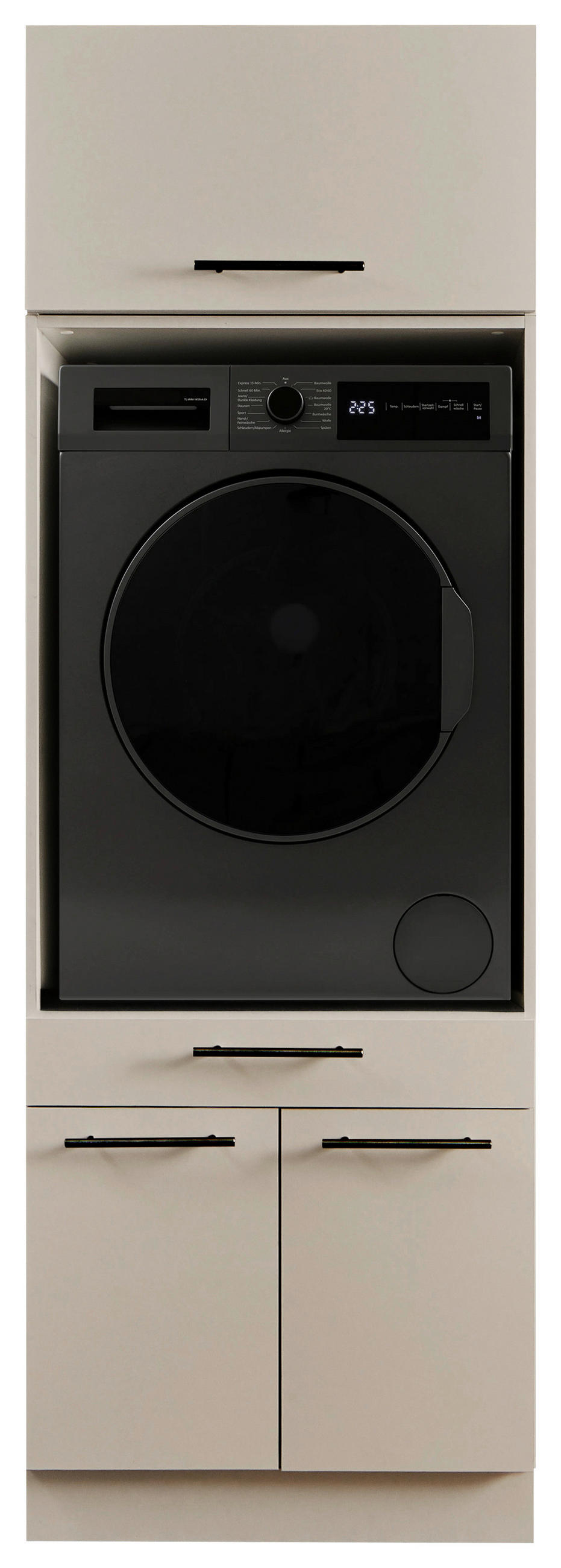 WASCHMASCHINENSCHRANK 67,5/200/67,5 cm  in Kaschmir  - Kaschmir/Schwarz, Design, Holzwerkstoff/Metall (67,5/200/67,5cm)