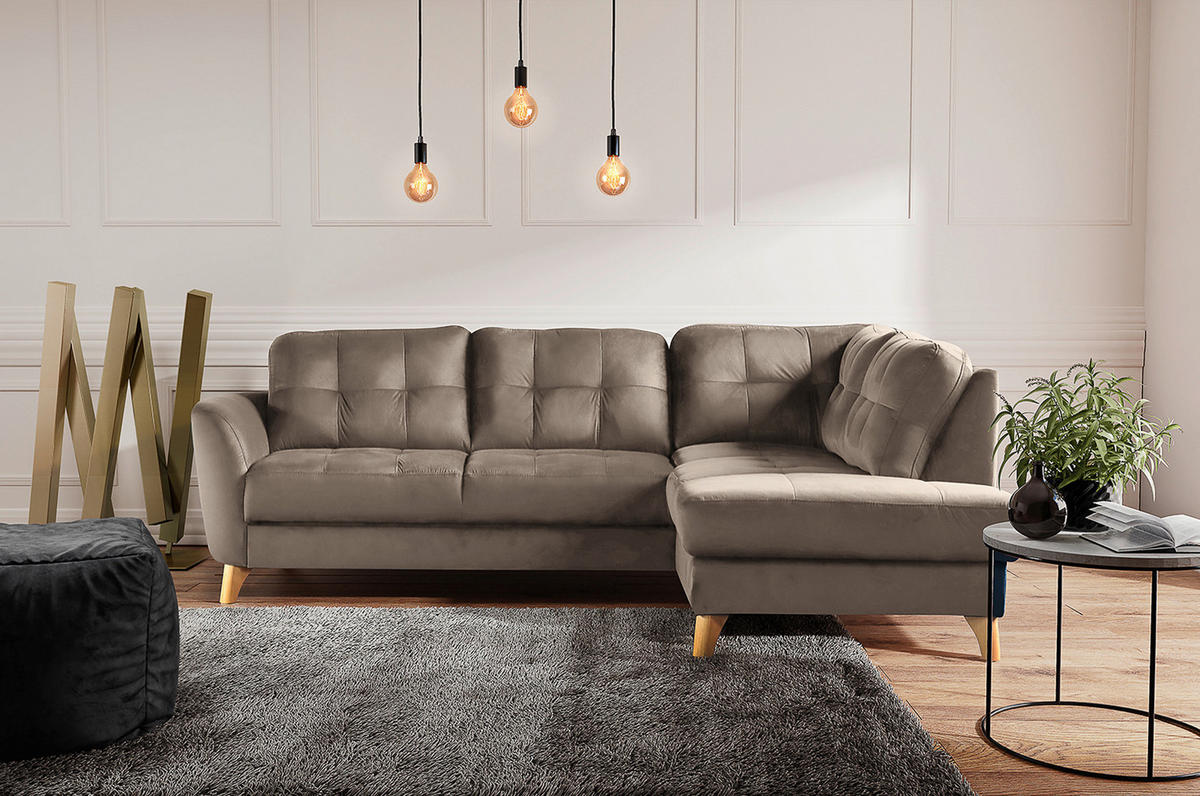ECKSOFA - Beige/Buchefarben, Design, Holz/Textil (236/190cm) - Livetastic