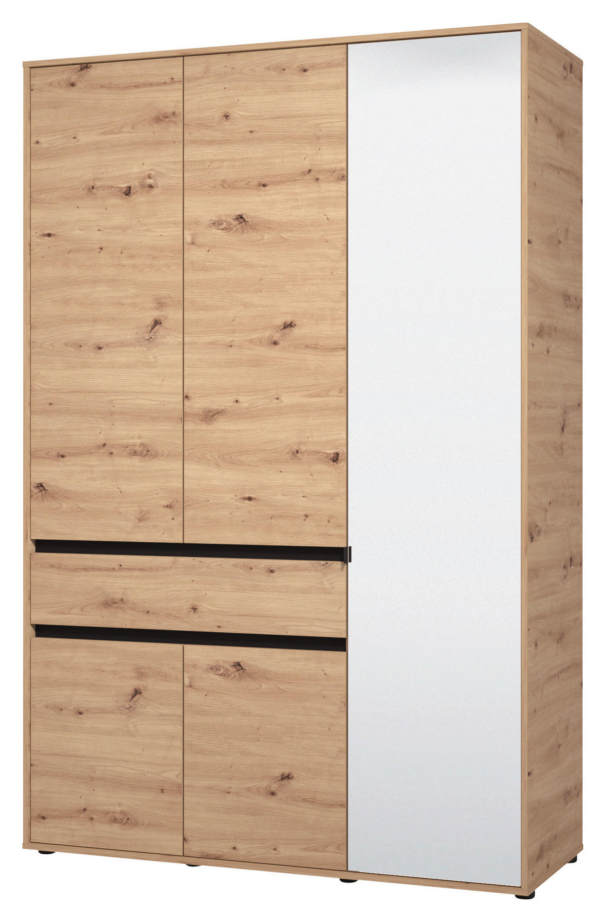 DREHTÜRENSCHRANK 5-türig Schwarz, Eiche Artisan  - Schwarz/Eiche Artisan, Basics, Glas/Holzwerkstoff (138/210,5/54cm) - Xora