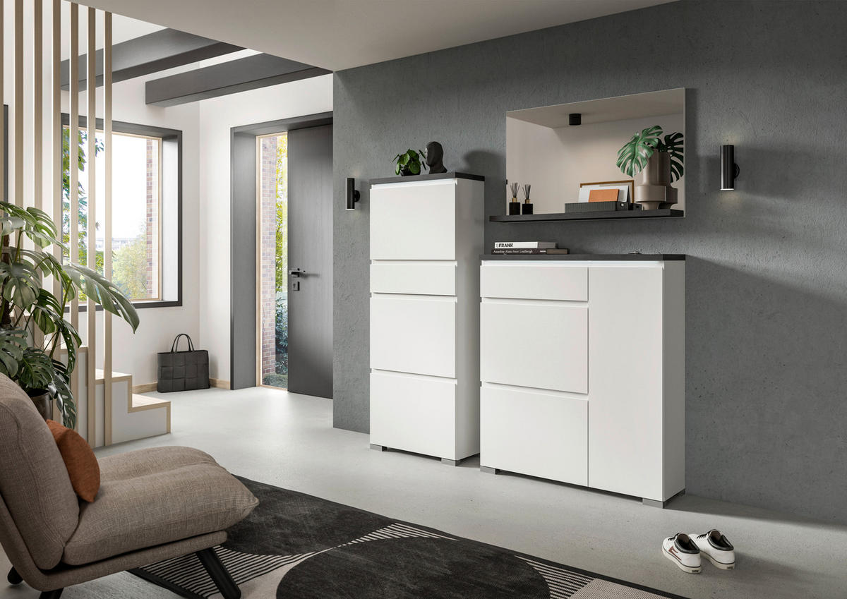 SCHUHSCHRANK  in 95/109/27 cm  - Silberfarben/Weiß, MODERN (95/109/27cm)