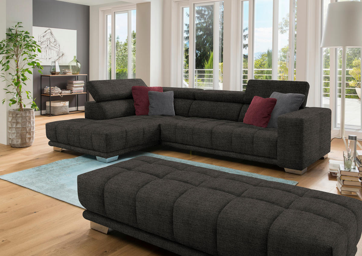 ECKSOFA in Chenille Braun  - Chromfarben/Braun, Design, Textil (207/301cm) - Xora