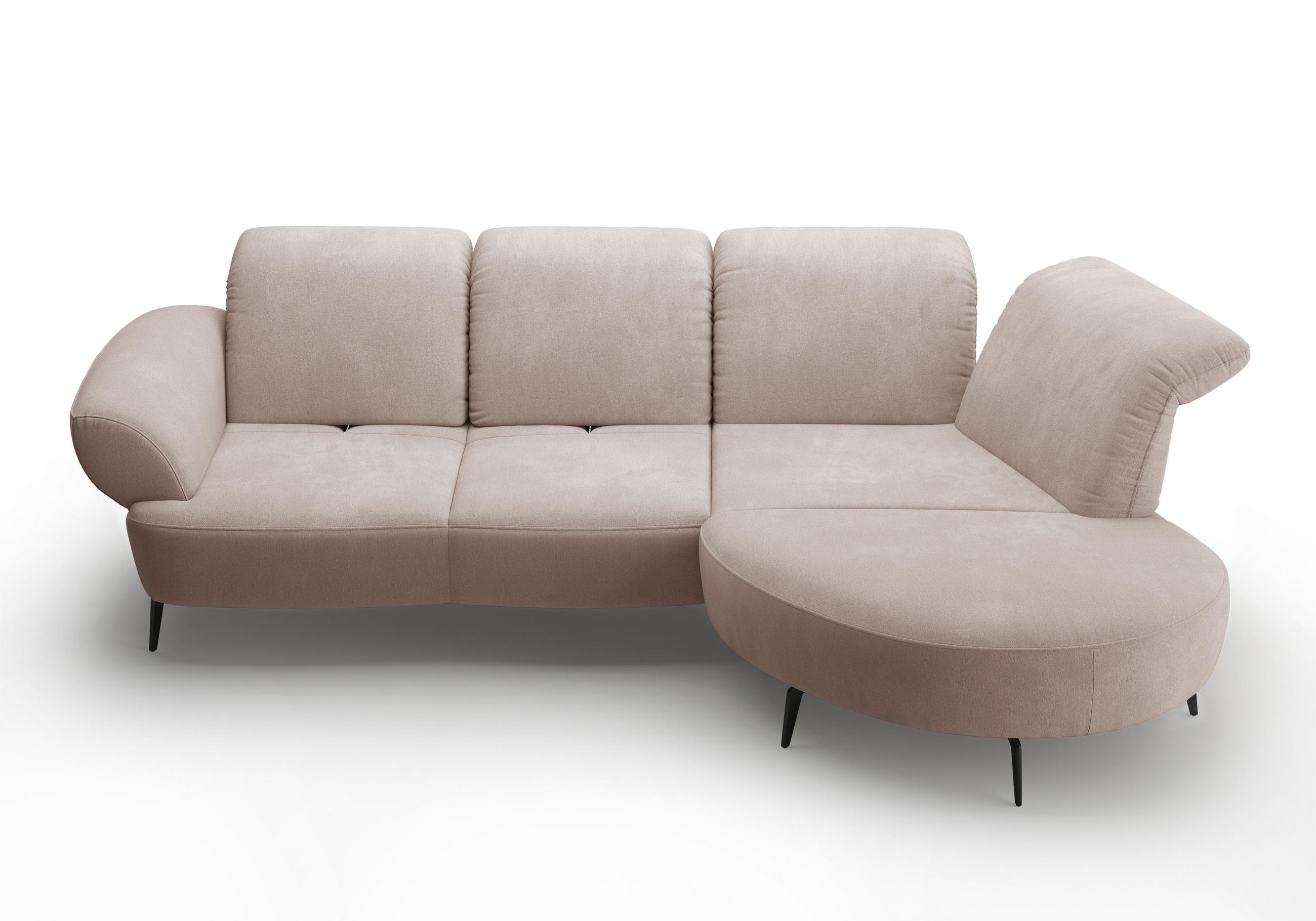 ECKSOFA in Flachgewebe Greige  - Greige/Schwarz, Modern, Textil/Metall (313/208cm) - Sit & More