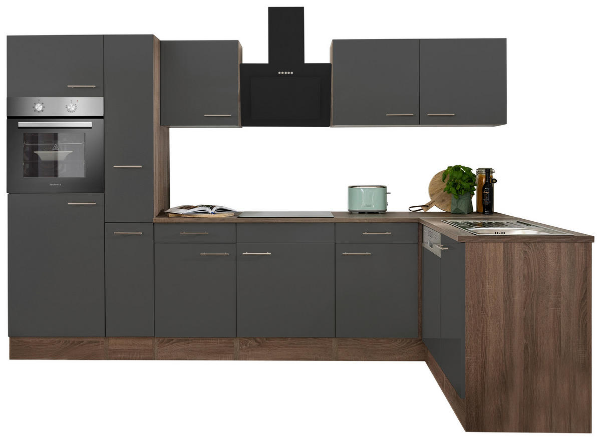 ECKKÜCHE 310/172 cm  in Grau  - Eichefarben/Grau, Basics, Holzwerkstoff/Metall (310/172cm) - Respekta