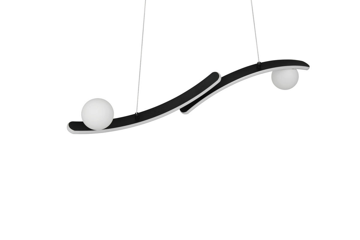 LED-HÄNGELEUCHTE Napoli 82/150 cm  - Schwarz/Weiß, Design, Glas/Kunststoff (82/150cm) - Trio Leuchten