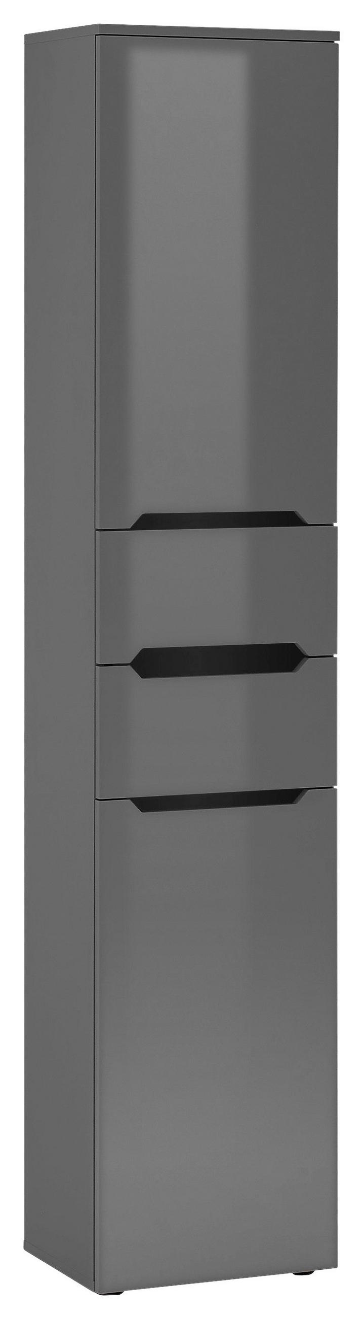 HOCHSCHRANK 40/190/30 cm - Anthrazit/Anthrazit Hochglanz, KONVENTIONELL, Holzwerkstoff/Kunststoff (40/190/30cm) - home24