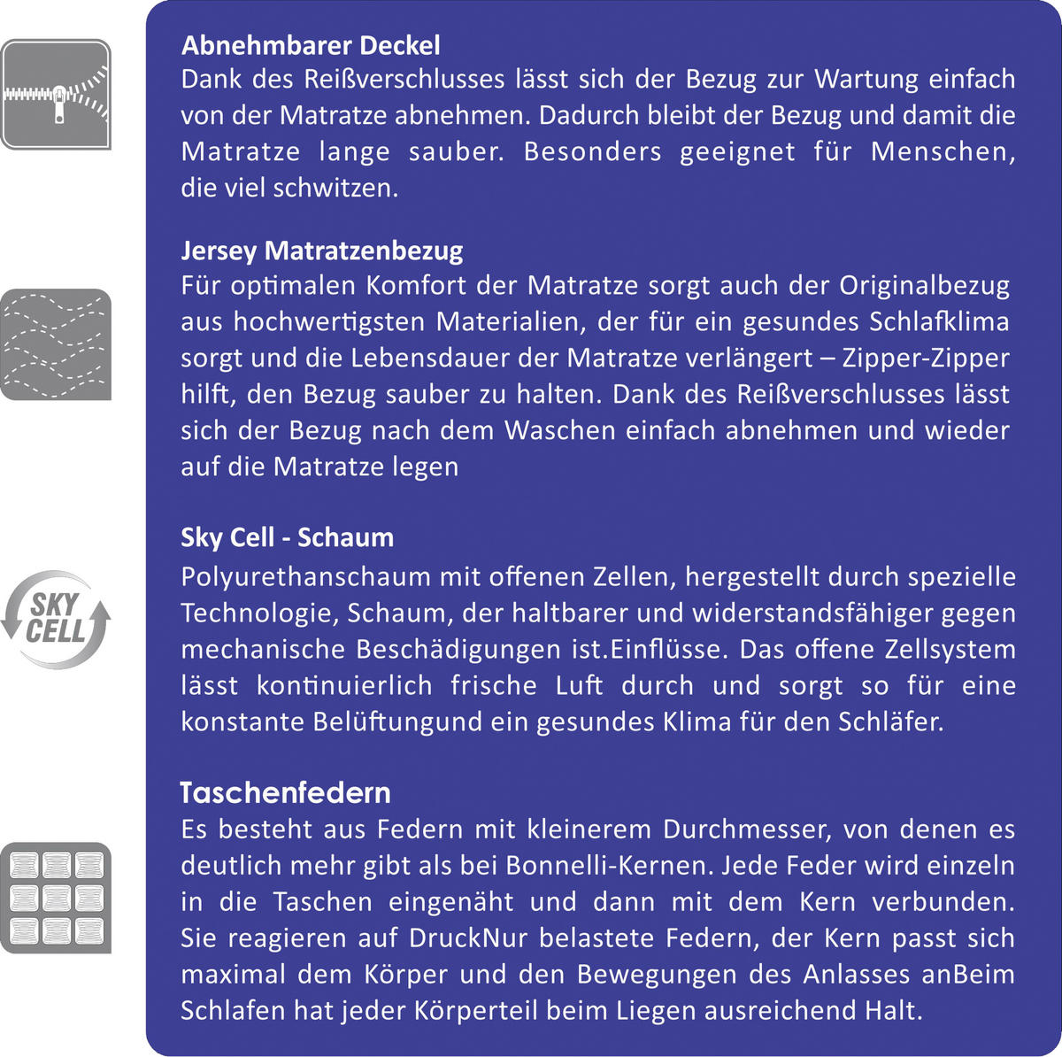 TASCHENFEDERKERNMATRATZE 90/200 cm Höhe ca. 21 cm  - Weiß, Basics, Textil (90/200cm) - Boxxx