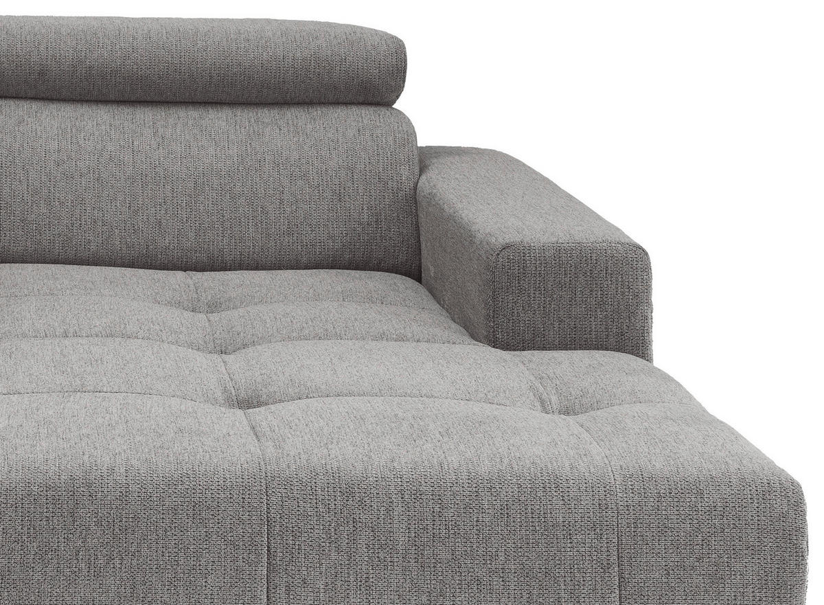 ECKSOFA in Chenille Grau  200/188 cm  - Schwarz/Grau, KONVENTIONELL, Textil/Metall (200/188cm) - Livetastic