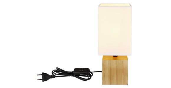 TISCHLEUCHTE 12/12/30 cm - Schwarz/Weiß, Natur, Holz/Kunststoff (12/12/30cm) - Novel
