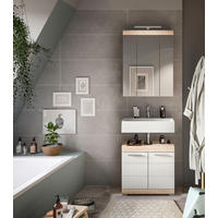 BADEZIMMER 2-teilig  in 60 cm  - Weiß Hochglanz/Silberfarben, MODERN, Glas/Holzwerkstoff (60cm) - MID.YOU