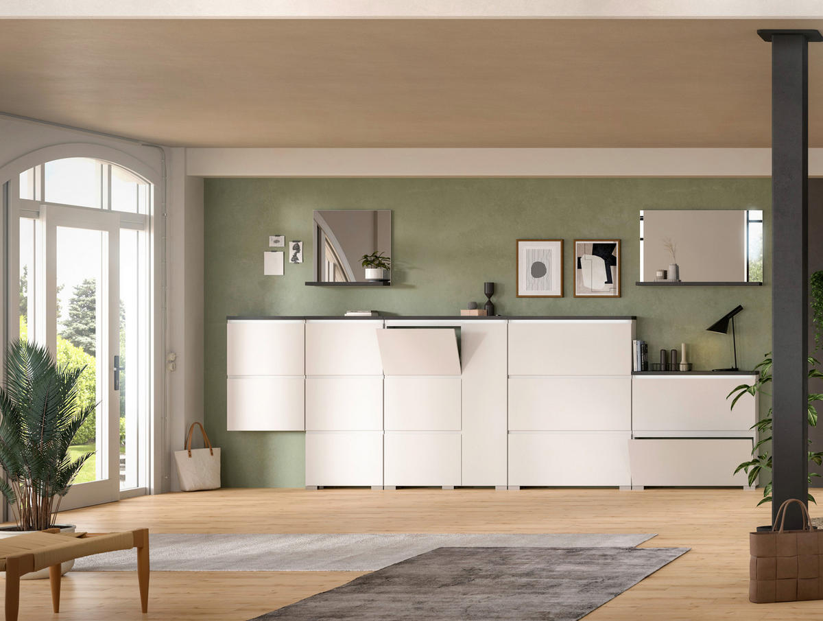 SCHUHREGAL Grau, Weiß  - Weiß/Grau, MODERN, Holzwerkstoff (95/194/27cm) - Mömax