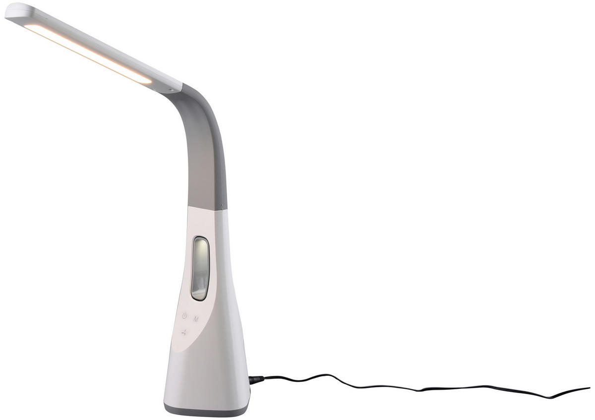 LAMPA NA PÍSACÍ STÔL, dotykový stmievač, 12,5/38/46 cm - sivá/biela, Trend, plast (12,5/38/46cm) - Novel
