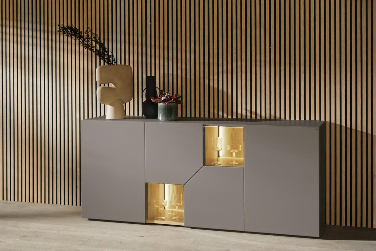 SIDEBOARD  in 192/82/45 cm  - Wildeiche/Grau, Design, Glas/Holz (192/82/45cm) - Voglauer