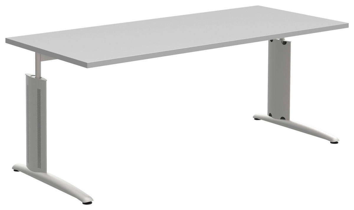 SCHREIBTISCH 180/80/70-82 cm  in Grau, Alufarben  - Alufarben/Grau, Konventionell, Holzwerkstoff/Metall (180/80/70-82cm) - Moderano