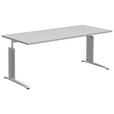 SCHREIBTISCH 180/80/70-82 cm  in Grau, Alufarben  - Alufarben/Grau, KONVENTIONELL, Holzwerkstoff/Metall (180/80/70-82cm) - Moderano