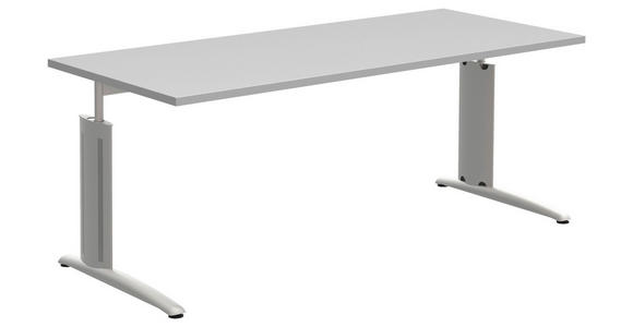 SCHREIBTISCH 180/80/70-82 cm  in Grau, Alufarben  - Alufarben/Grau, KONVENTIONELL, Holzwerkstoff/Metall (180/80/70-82cm) - Moderano