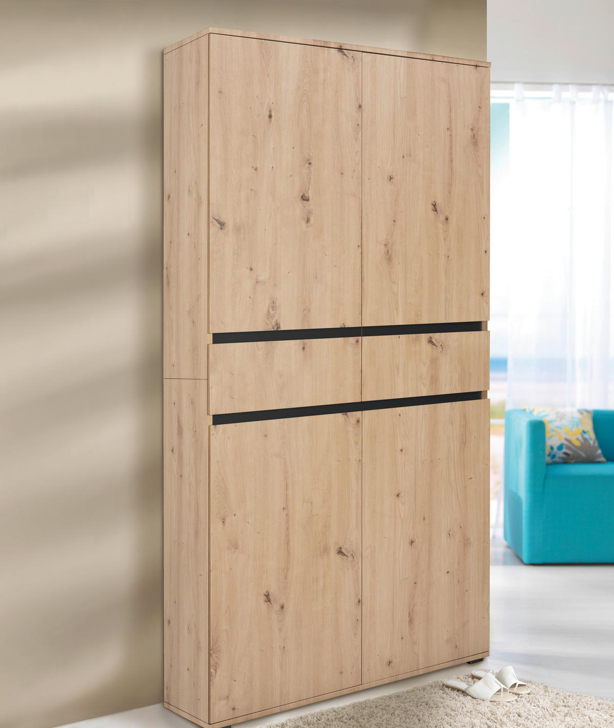 MEHRZWECKSCHRANK - Anthrazit/Eiche Artisan, KONVENTIONELL, Holzwerkstoff/Kunststoff (100/200/37cm) - Xora