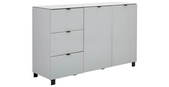 SIDEBOARD Grau, Hellgrau Befestigungsmaterial, Oberplatte  - Hellgrau/Schwarz, Design, Glas/Holzwerkstoff (165/105,1/52,5cm) - Hom`in