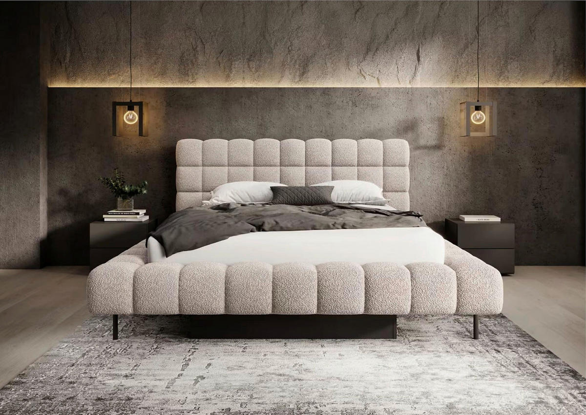 POLSTERBETT Lattenrost, Bettkasten Beige 180/200 cm  - Schwarzbraun/Beige, MODERN, Holz/Metall (180/200cm) - MID.YOU