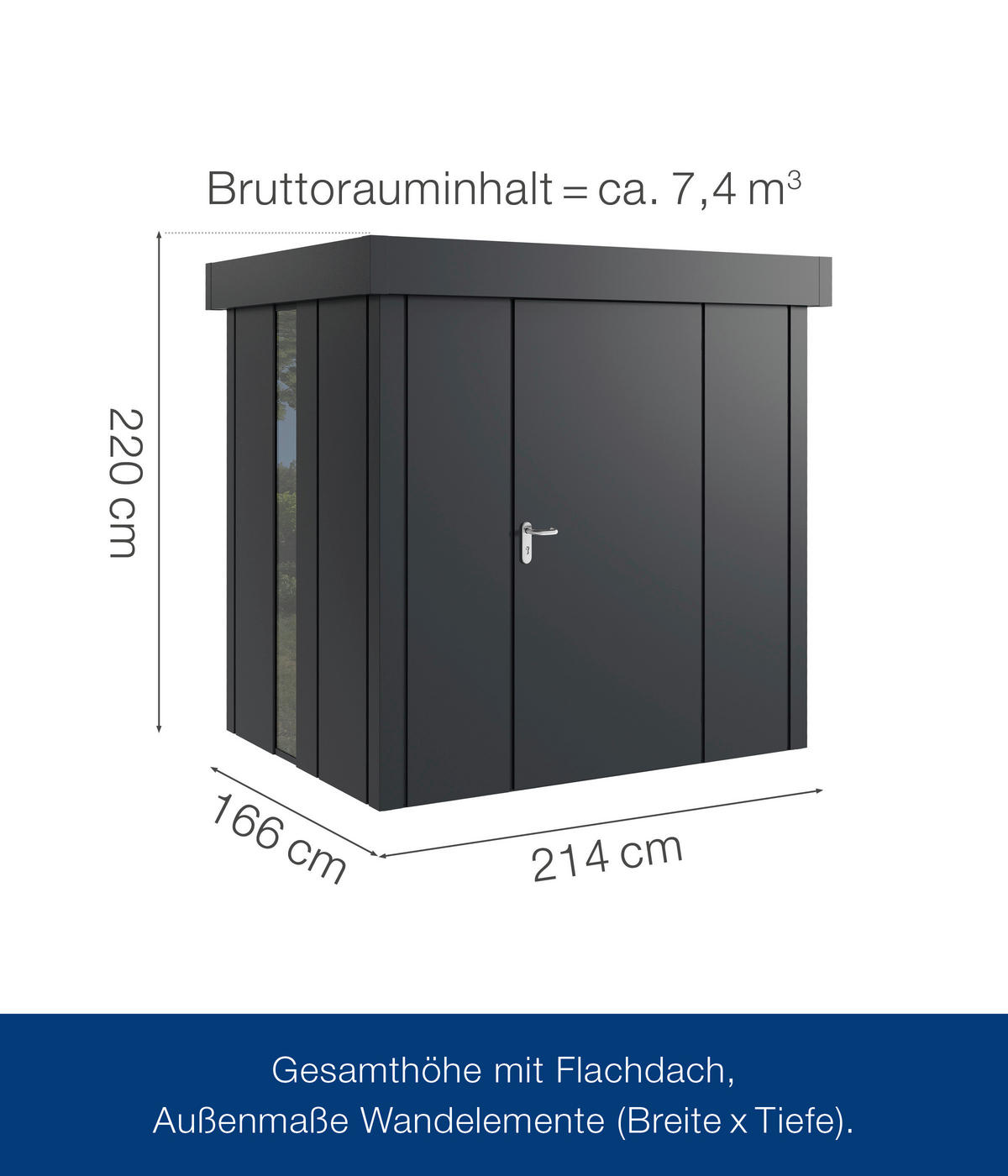 GERÄTEHAUS 229/220/181 cm  - Anthrazit, Basics, Metall (229/220/181cm)