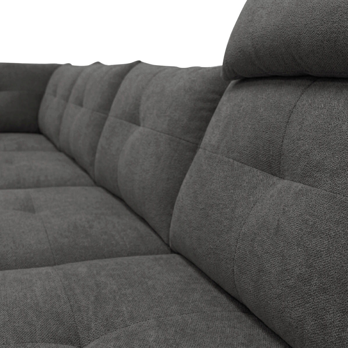 WOHNLANDSCHAFT SOLEI U in Chenille Dunkelgrau  - Dunkelgrau/Schwarz, Design, Kunststoff/Textil (184/334/188cm) - MID.YOU