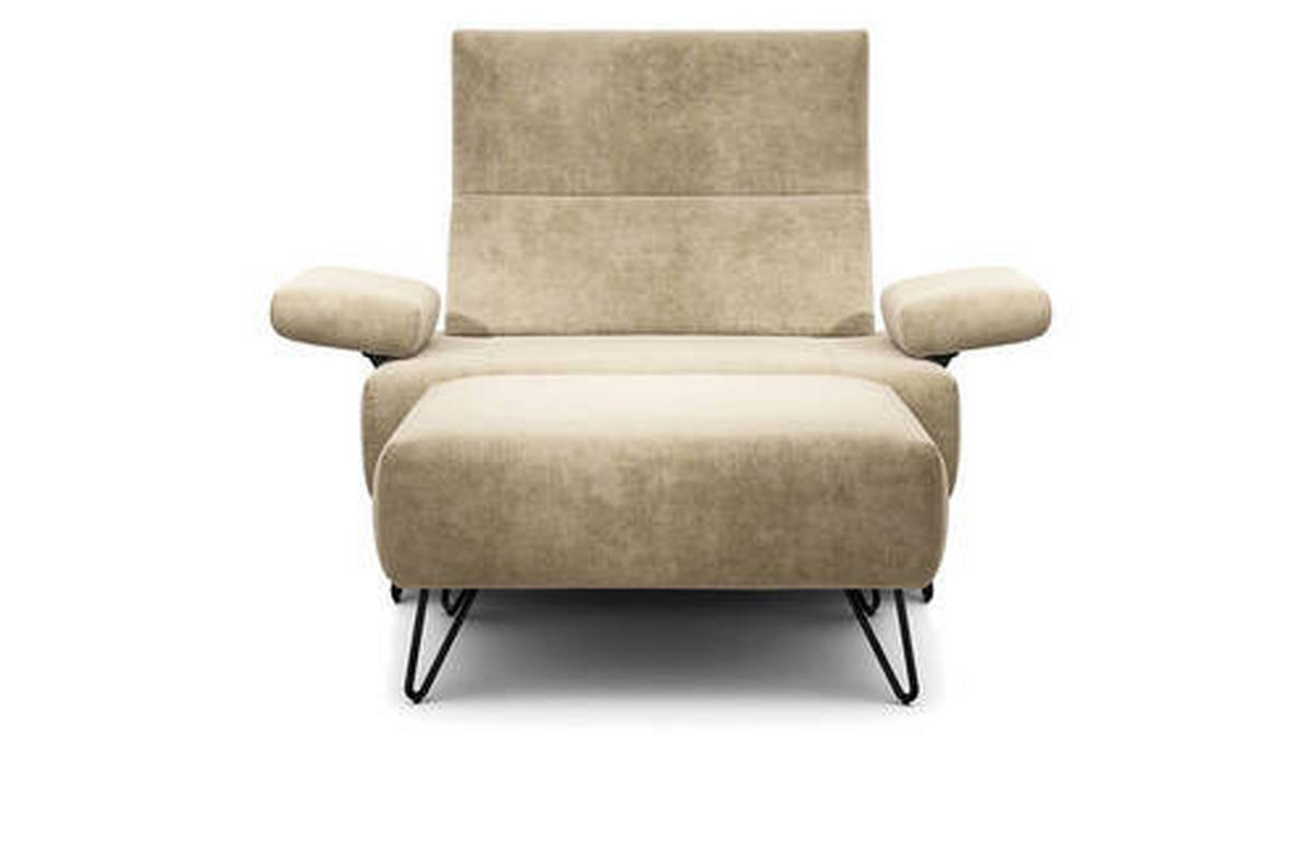 SESSELSET in Samt Naturfarben  - Schwarz/Naturfarben, Design, Textil/Metall (114-142/85/86-94cm) - SENSOO