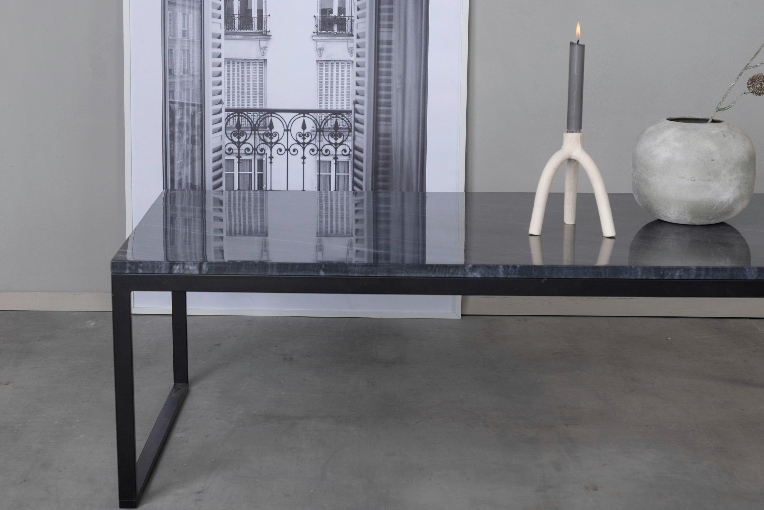 SOFFBORD i metall, sten 120/60/36 cm  - svart/grå, Design, metall/sten (120/60/36cm) - Livetastic