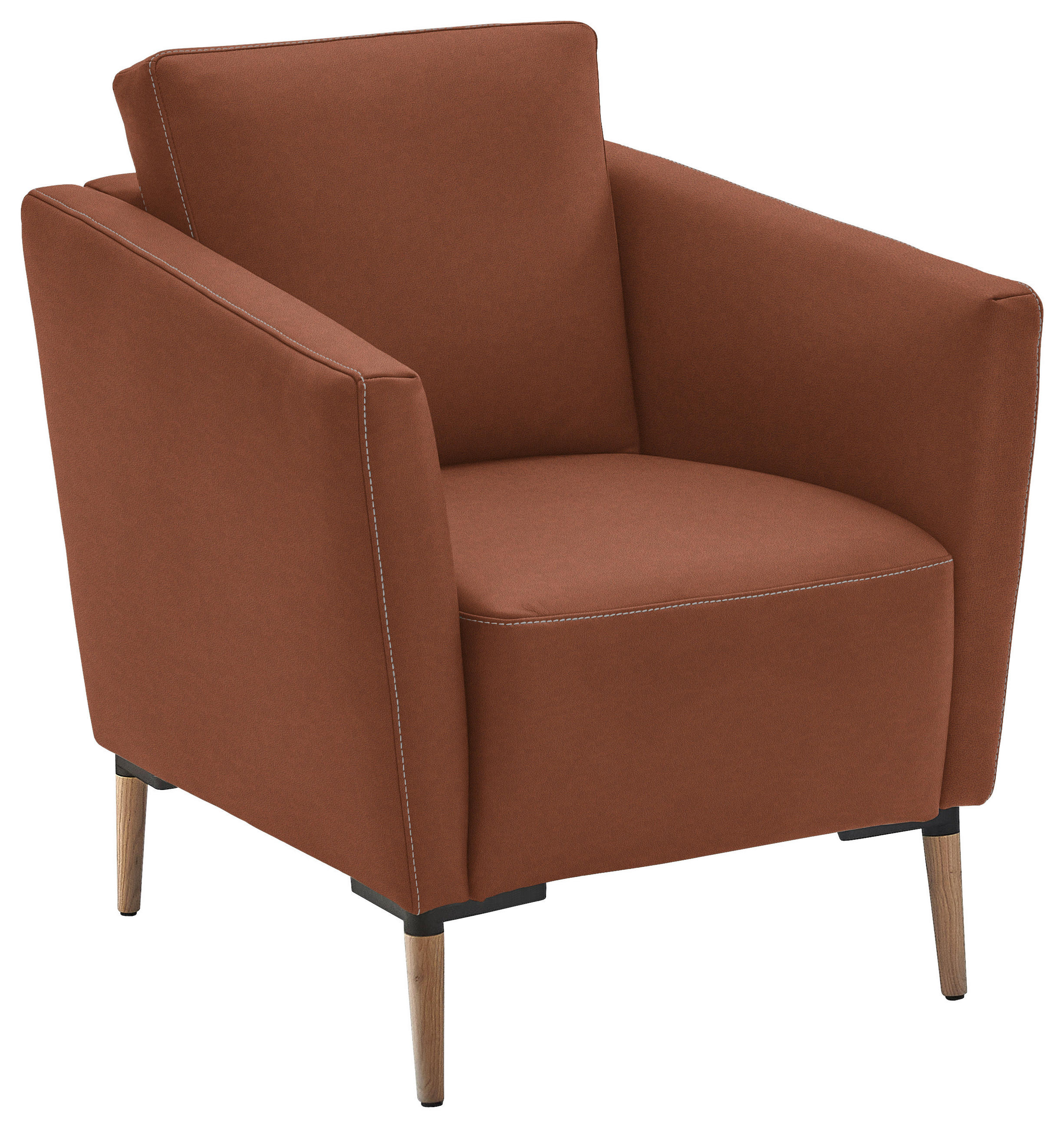 SESSEL Echtleder Cognac  - Eichefarben/Cognac, Natur, Leder/Holz (75/84/76cm) - Valnatura