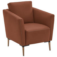 SESSEL in Echtleder Cognac  - Eichefarben/Cognac, Natur, Leder/Holz (75/84/76cm) - Valnatura