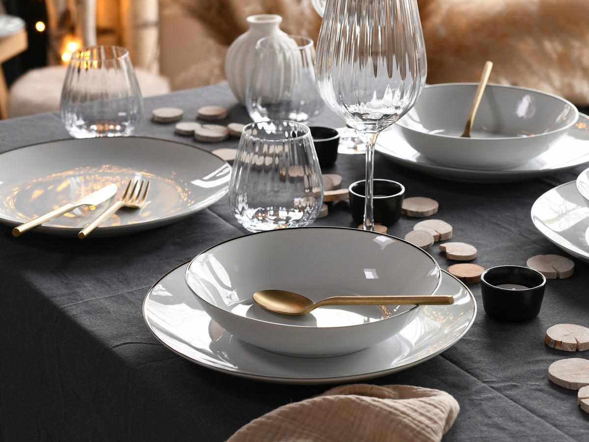 SERVIS Luna Black Line 18 delar  - vit/svart, Basics, keramik - Creatable