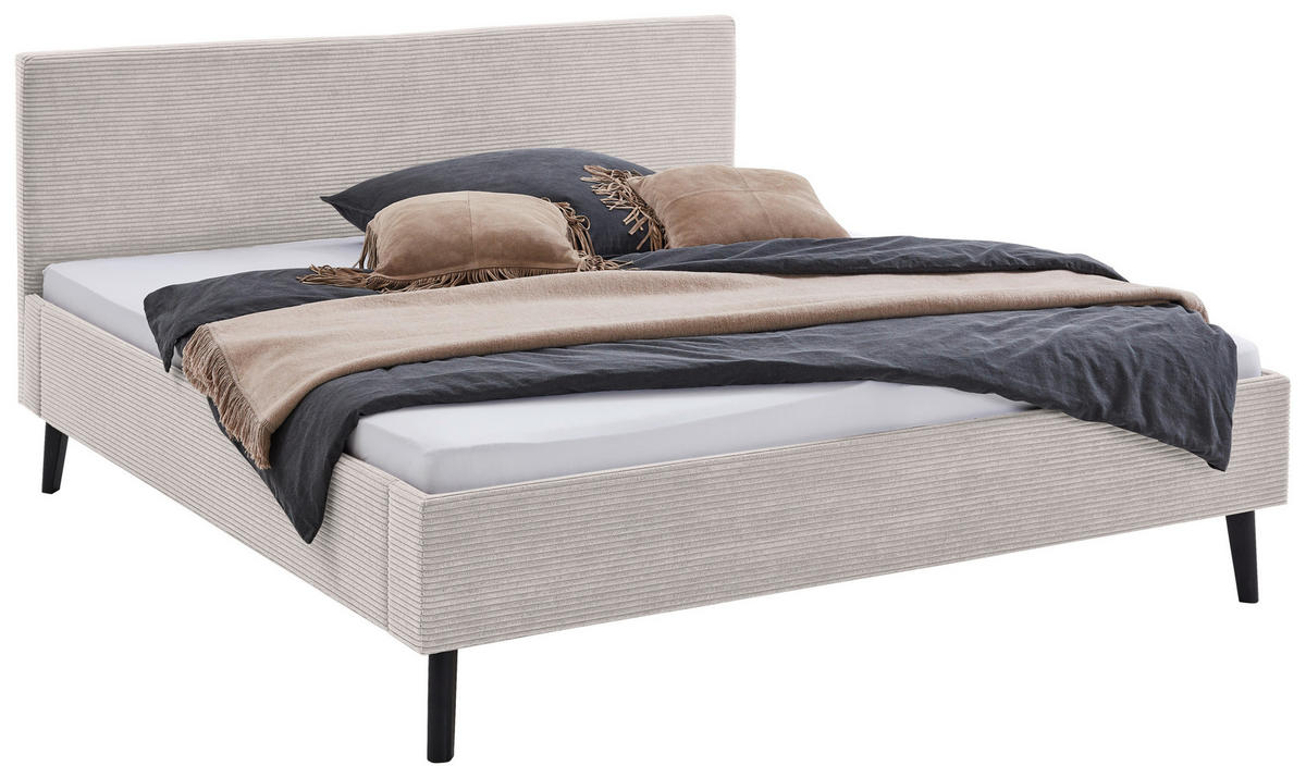 POLSTERBETT Beige 180/200 cm  - Beige/Schwarz, Basics, Holz/Textil (180/200cm) - Boxxx