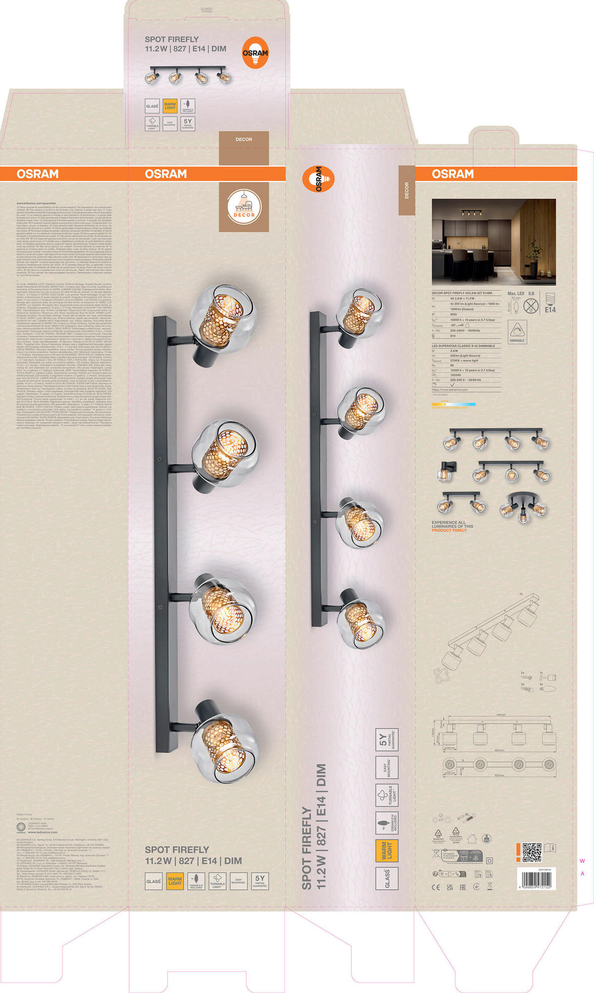 LED-STRAHLER 82,5/10,5/17,6 cm   - Schwarz, Basics, Glas/Metall (82,5/10,5/17,6cm) - Osram