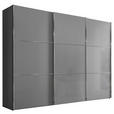 SCHWEBETÜRENSCHRANK  in Hellgrau, Dunkelgrau  - Chromfarben/Dunkelgrau, KONVENTIONELL, Glas/Holzwerkstoff (298/222/68cm) - Moderano