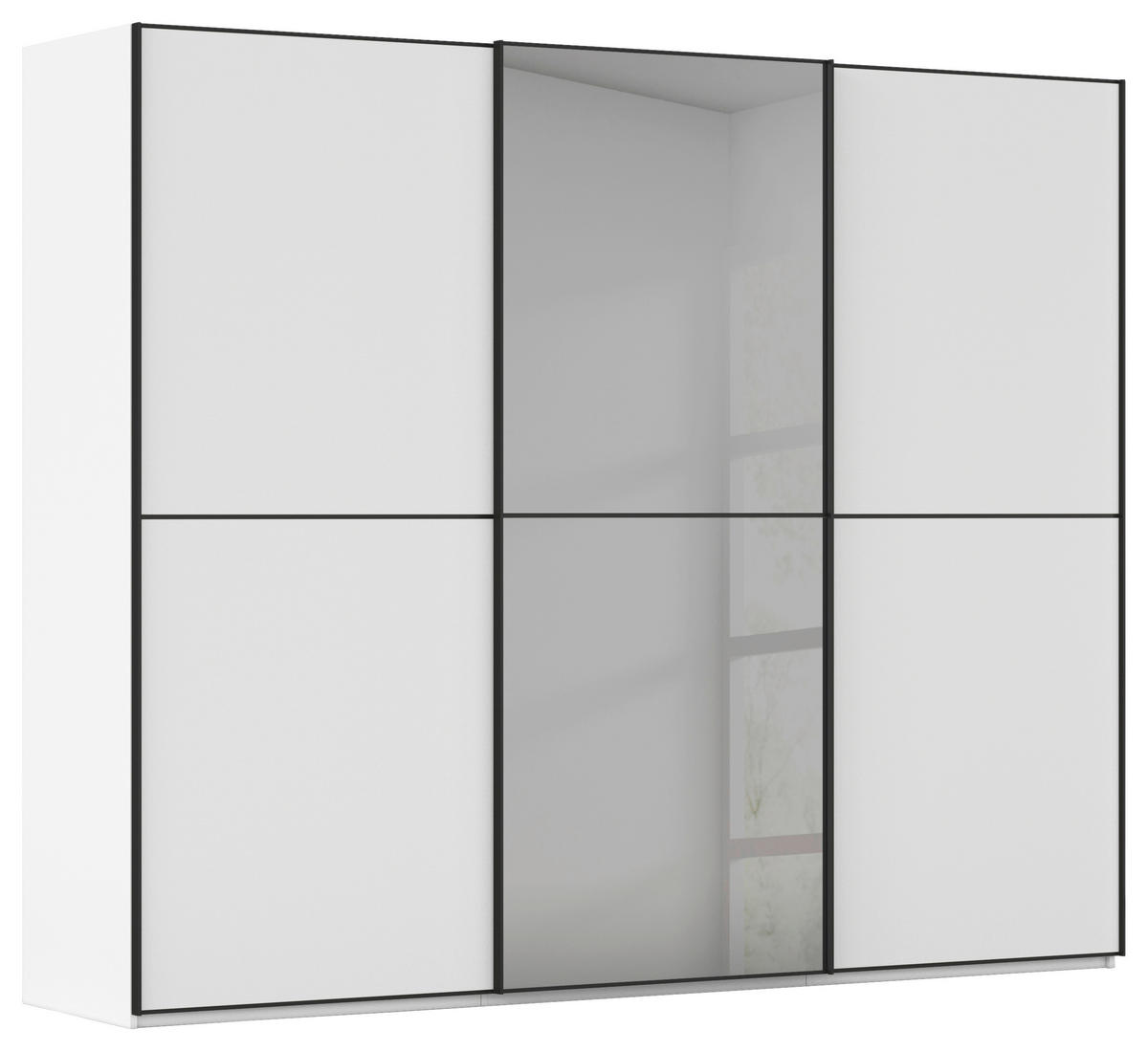 SCHWEBETÜRENSCHRANK 271/223/68 cm 3-türig Weiß, Schwarz  - Schwarz/Weiß, KONVENTIONELL, Glas/Holzwerkstoff (271/223/68cm) - Novel