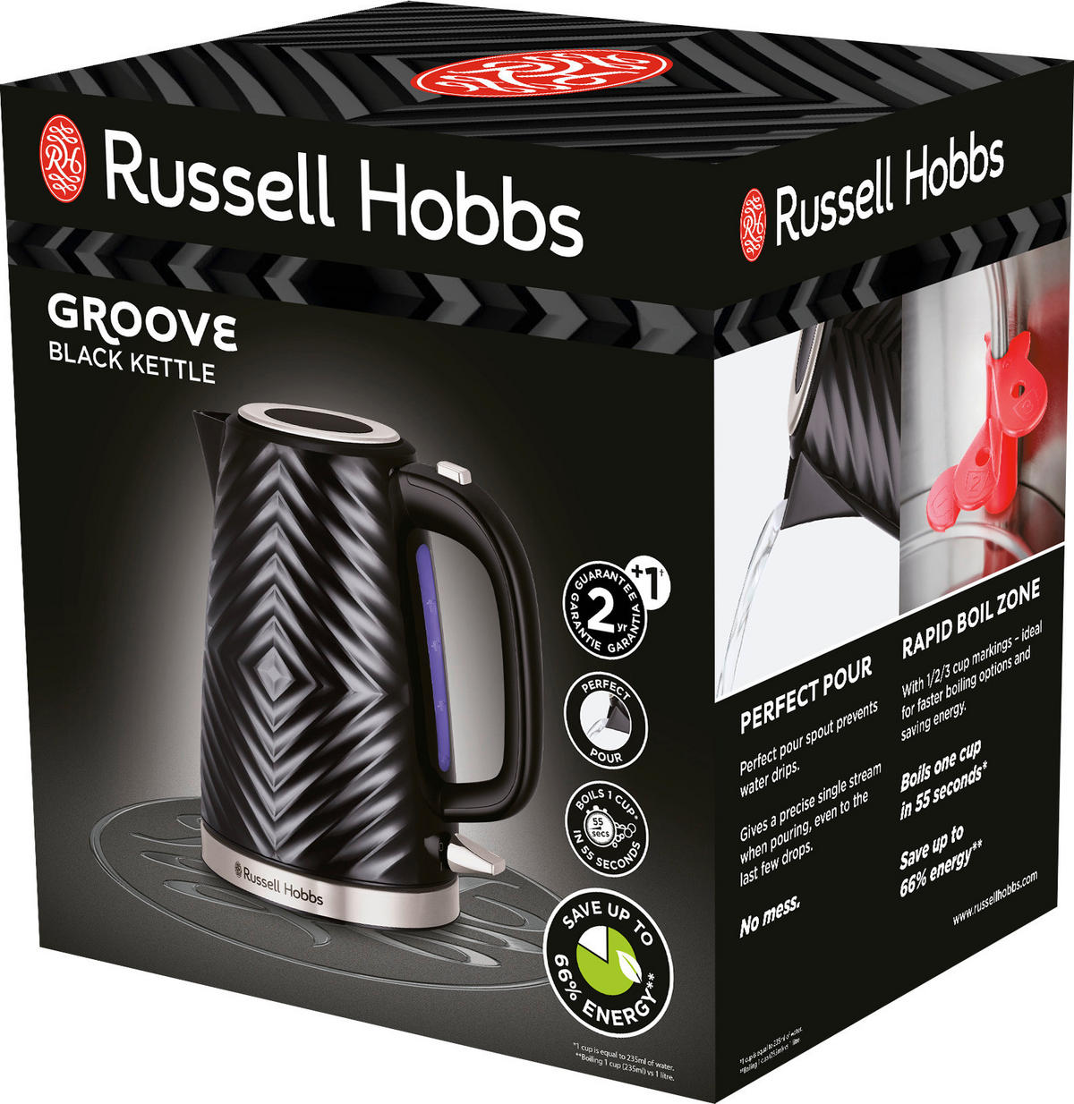 WASSERKOCHER 1,7 L  - Schwarz, Basics, Kunststoff (16,5/24,5/21,5cm) - Russell Hobbs