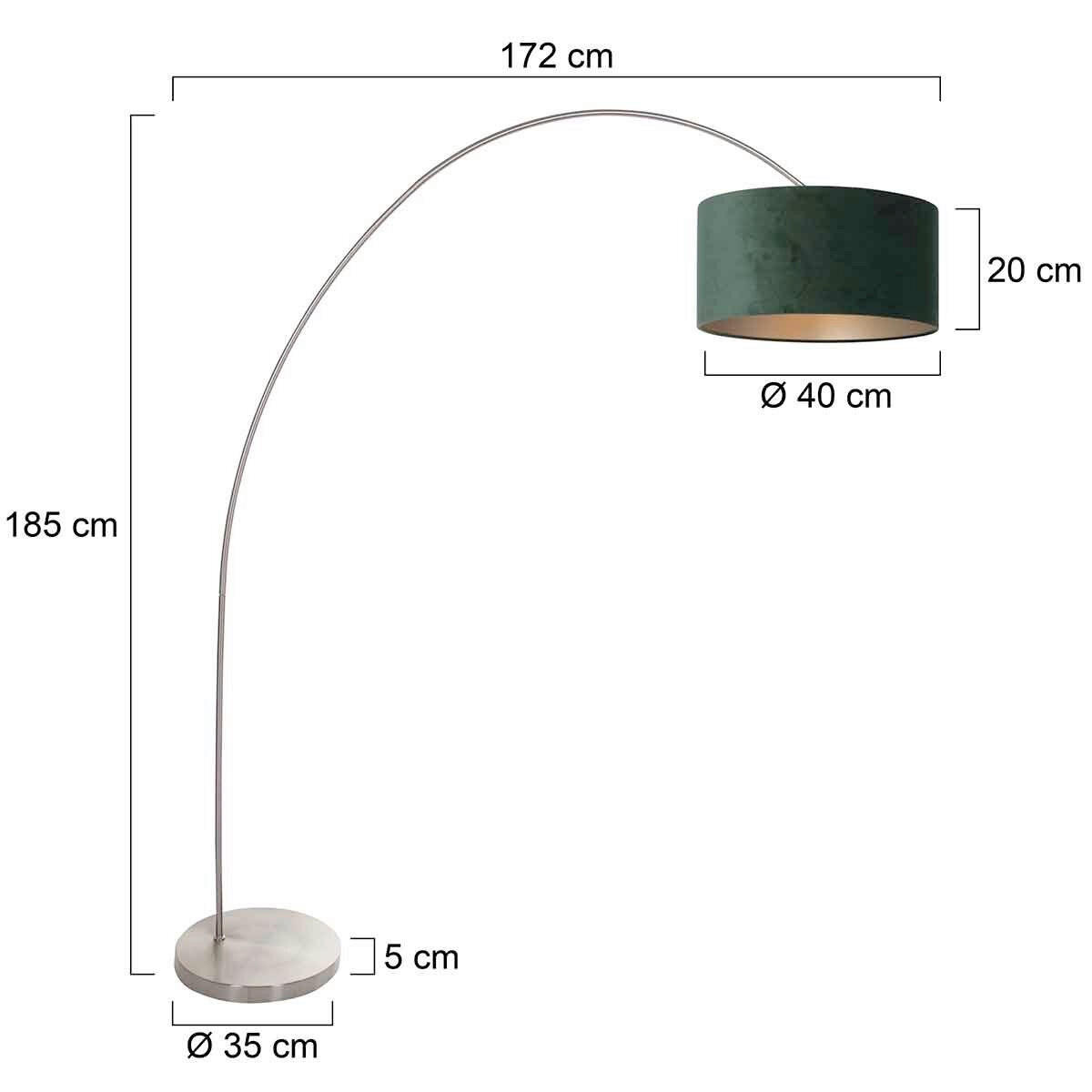 STEHLEUCHTE 40/185/172 cm  - Silberfarben/Grün, Trend, Glas/Metall (40/185/172cm)