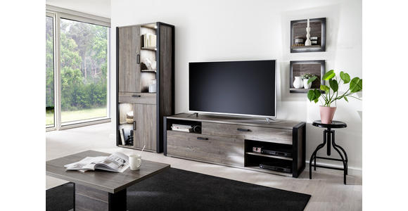 TV-ELEMENT 180/56/43 cm - Eichefarben/Anthrazit, MODERN, Holzwerkstoff/Metall (180/56/43cm) - Hom`in