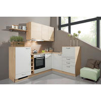 ECKKÜCHE 230/175 cm  in Weiß, Wildeiche  - Wildeiche/Edelstahlfarben, KONVENTIONELL, Holzwerkstoff/Metall (230/175cm) - Welnova