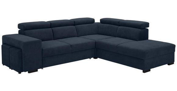 ECKSOFA  in Webstoff Dunkelblau  - Schwarz/Dunkelblau, KONVENTIONELL, Holz/Textil (283/244cm) - Carryhome