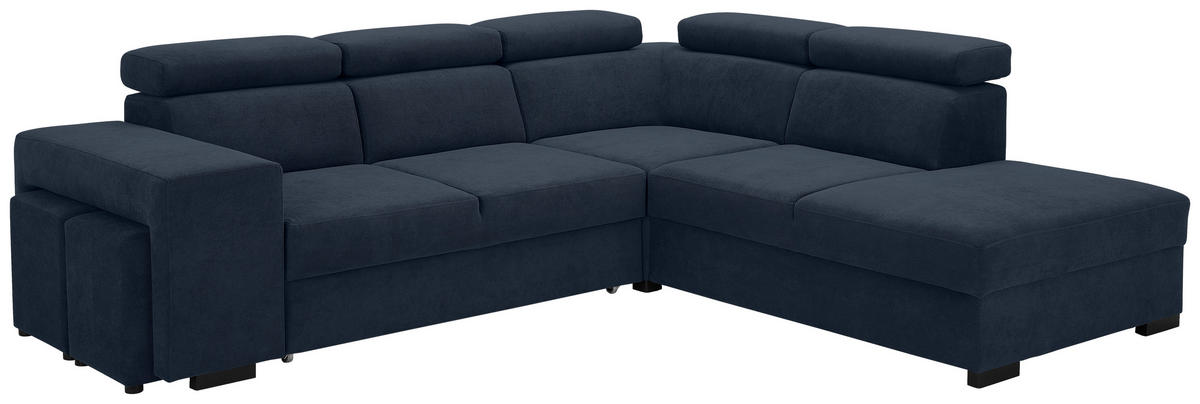 ECKSOFA Dunkelblau Webstoff  - Schwarz/Dunkelblau, KONVENTIONELL, Holz/Textil (283/244cm) - Carryhome