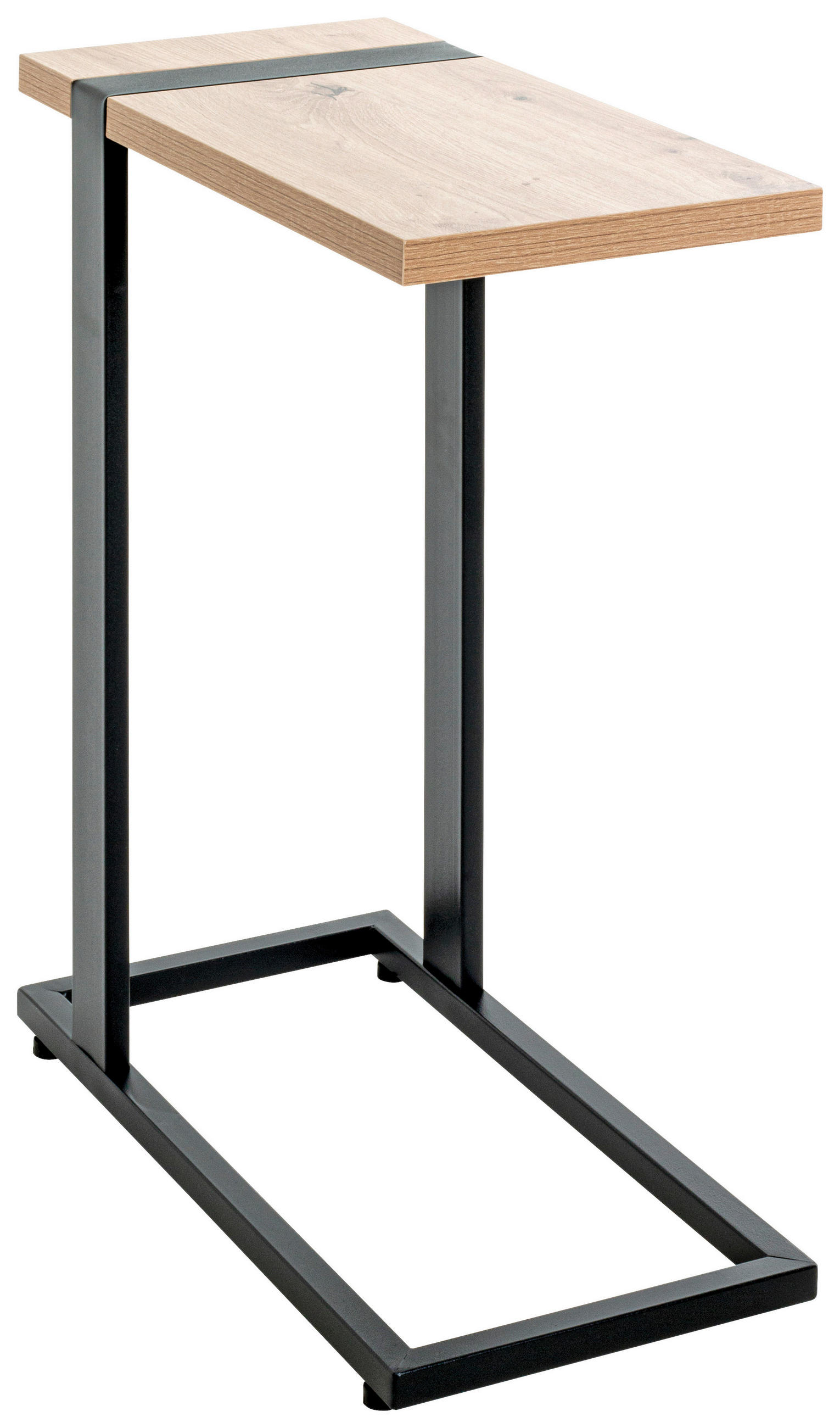 BEISTELLTISCH 49/24/64 cm Schwarz, Eichefarben rechteckig  - Eichefarben/Schwarz, Design, Holzwerkstoff/Metall (49/24/64cm)