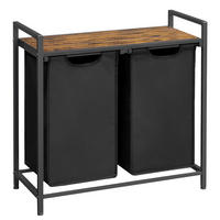 WÄSCHEKORB - Schwarz/Braun, Trend, Holzwerkstoff/Textil (73/72/33cm) - MID.YOU