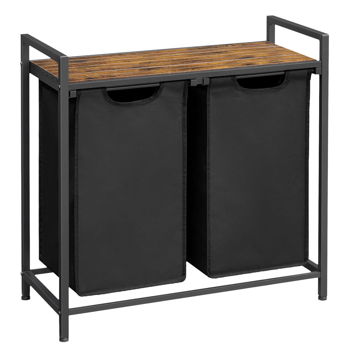 WÄSCHEKORB - Schwarz/Braun, Trend, Holzwerkstoff/Textil (73/72/33cm) - MID.YOU